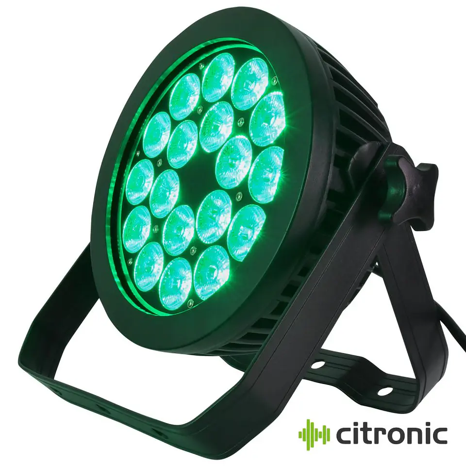 Projetor Par C/ 18 LEDS 216W RGBWA-UV DMX512 Preto CITRONIC 1