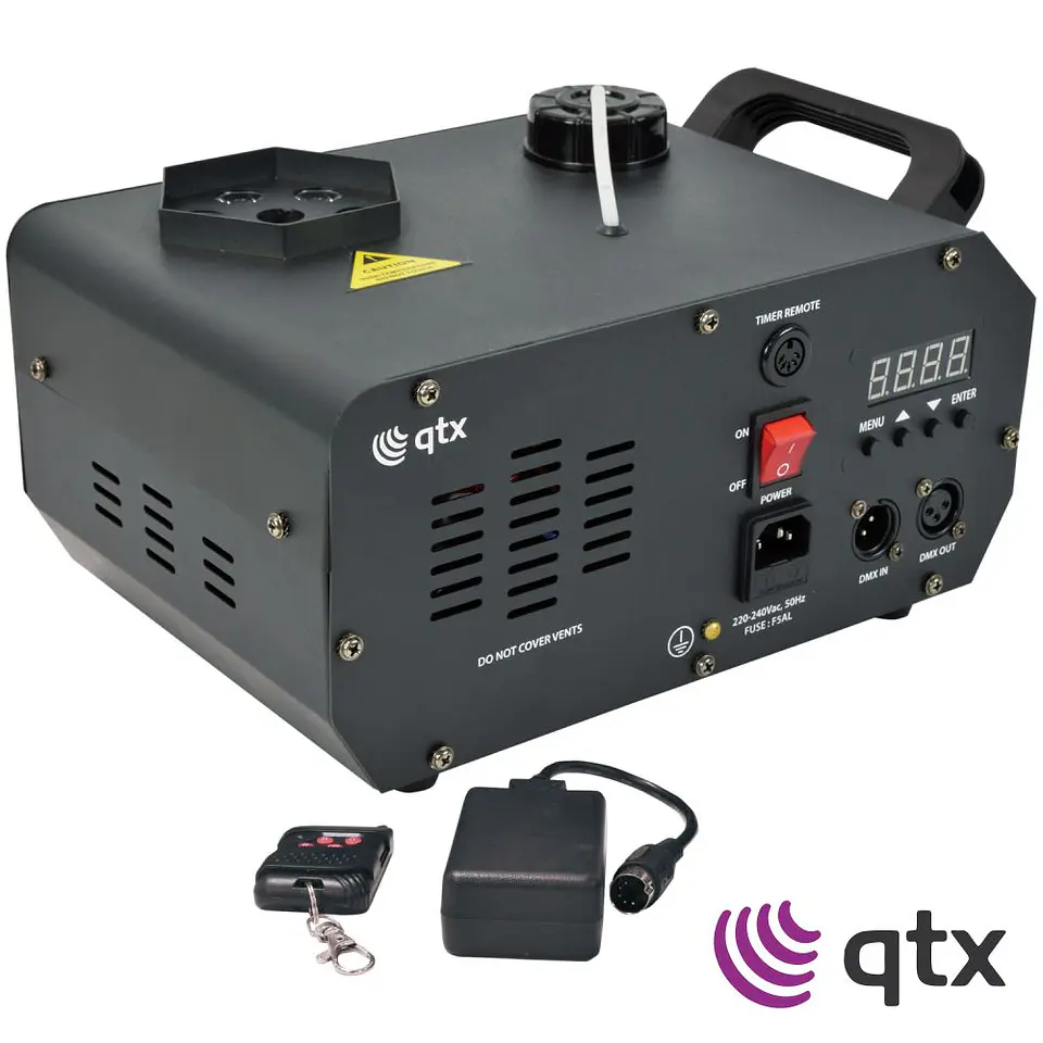 Máquina De Fumos 1000W Vertical 6 LEDS RGB Comando DMX QTX 1