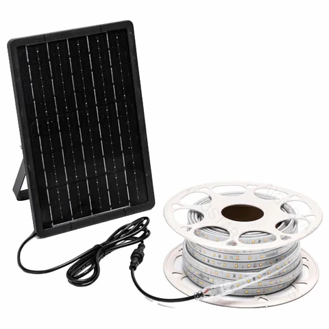 Fita LEDS RGB C/ Painel Solar 20m 2000lm IP65