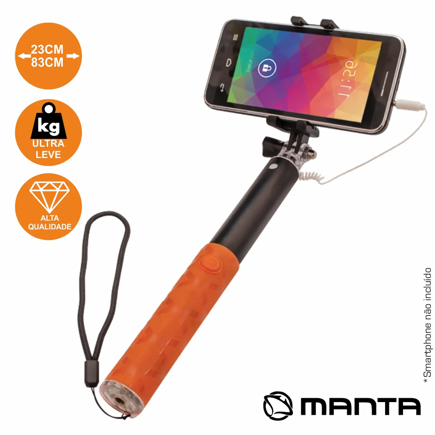 VARA TELESCÓPICA MONOPOD P/ SELFIES C/ FICHA JACK 3.5MM MANT 1