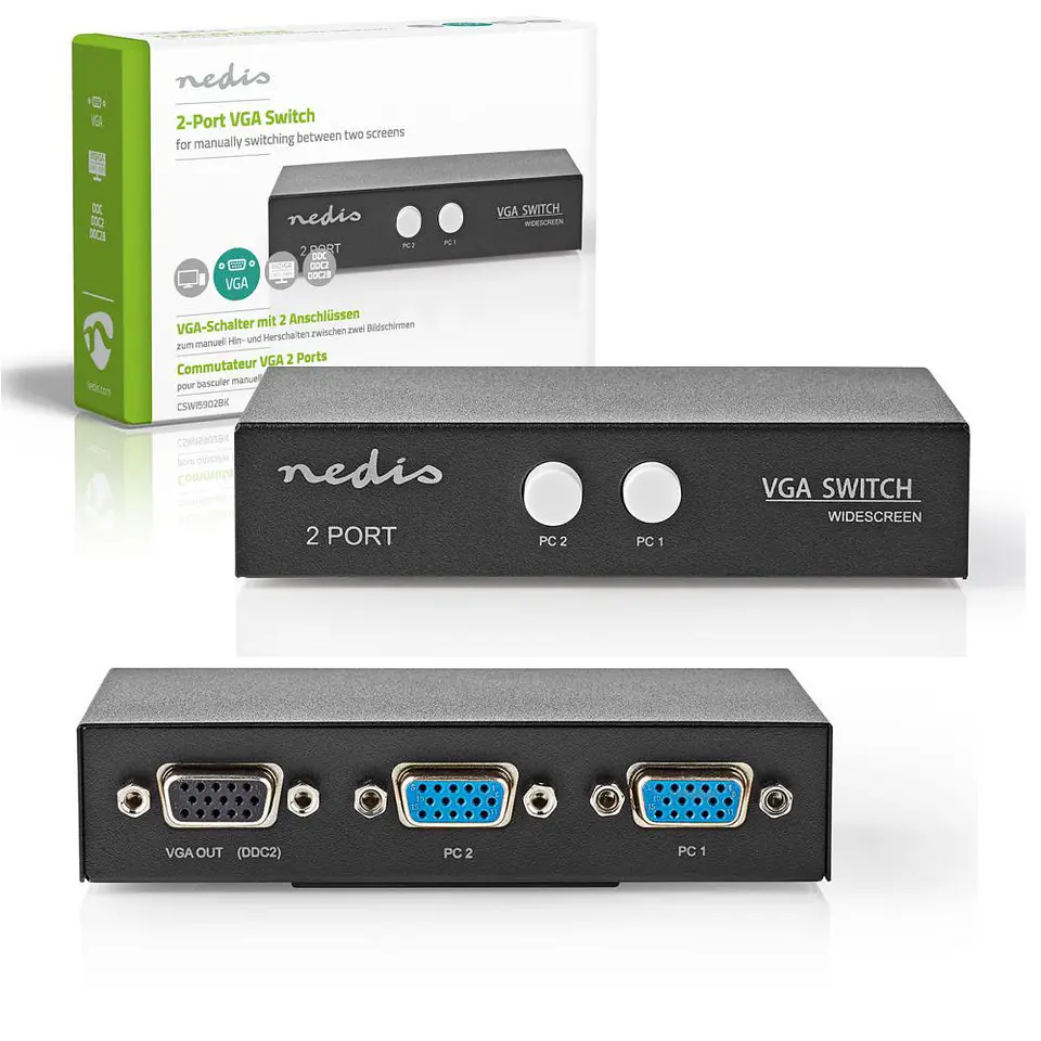 Switch VGA 2 Portas Preto NEDIS 1