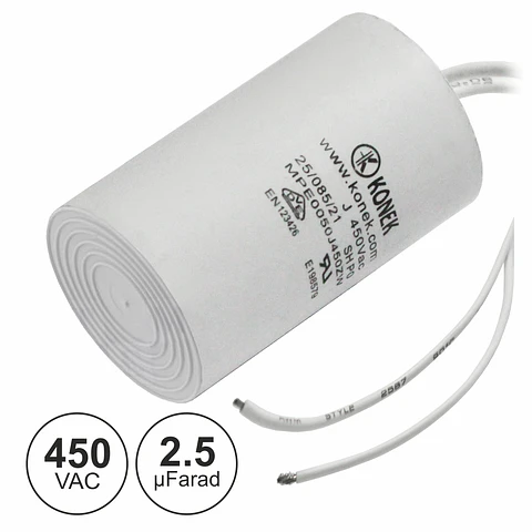 CONDENSADOR ARRANQUE 2.5uF 450V + TERRA C/ FIOS