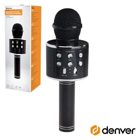 Microfone S/ Fios C/ Coluna Bluetooth Preto DENVER