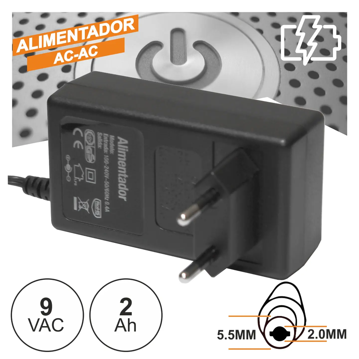 ALIMENTADOR AC-AC 9V 2A 1