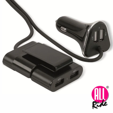 Adaptador Ficha Isqueiro 12V/24V / 4 USB 5V 4.8A 165cm