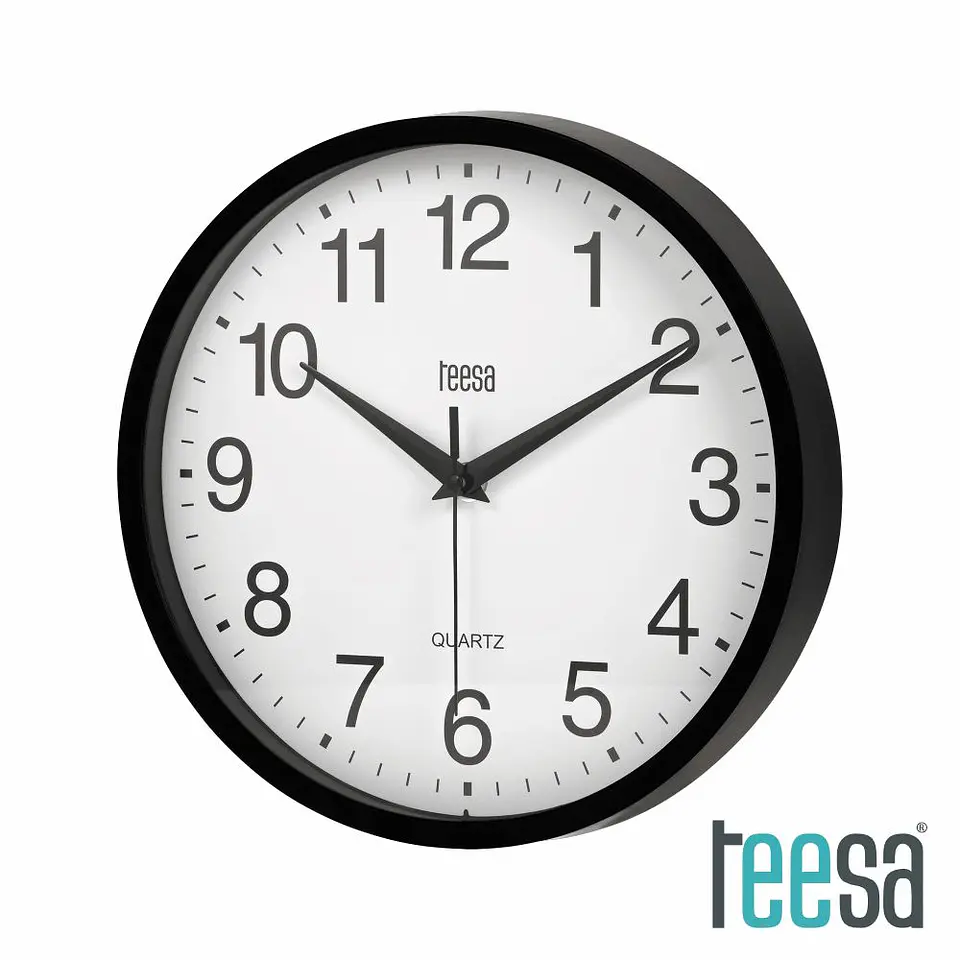 Relógio de Parede Redondo Preto Ø25cm TEESA 1