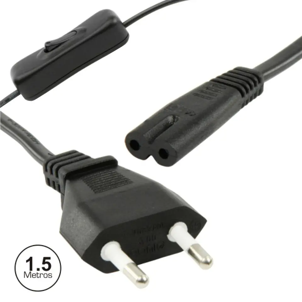 Cabo Alimentação AC Plano / Tipo 8 IEC C7 C/ Interruptor1.5m 1