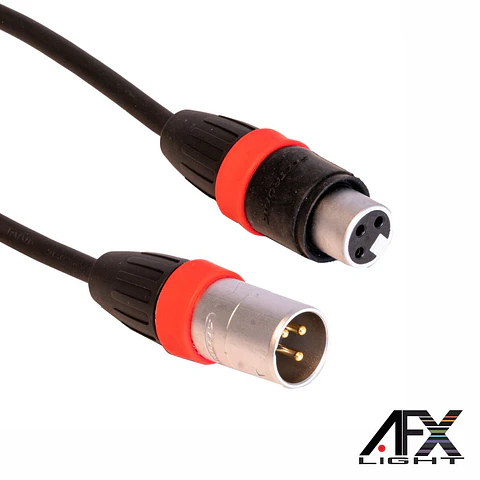 Cabo DMX XLR 3p Macho / XLR 3p Fêmea IP65 10m AFXLIGHT