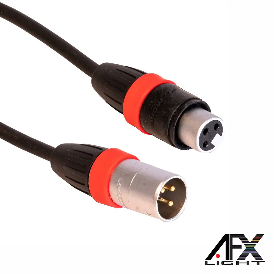 Cabo DMX XLR 3p Macho / XLR 3p Fêmea IP65 10m AFXLIGHT 1