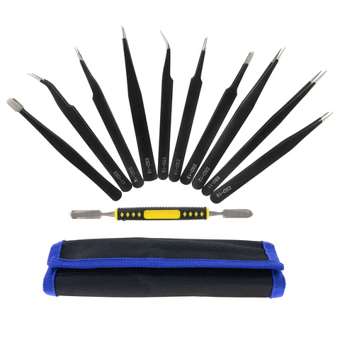 Conjunto de 10 Pinças ESD E Espátula