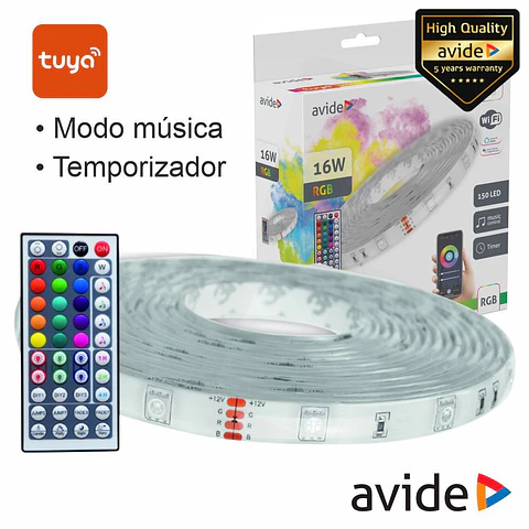 Kit Fita 150 LEDS 5050 RGB 12V 5m IP65 WIFI+ IR TUYA AVIDE