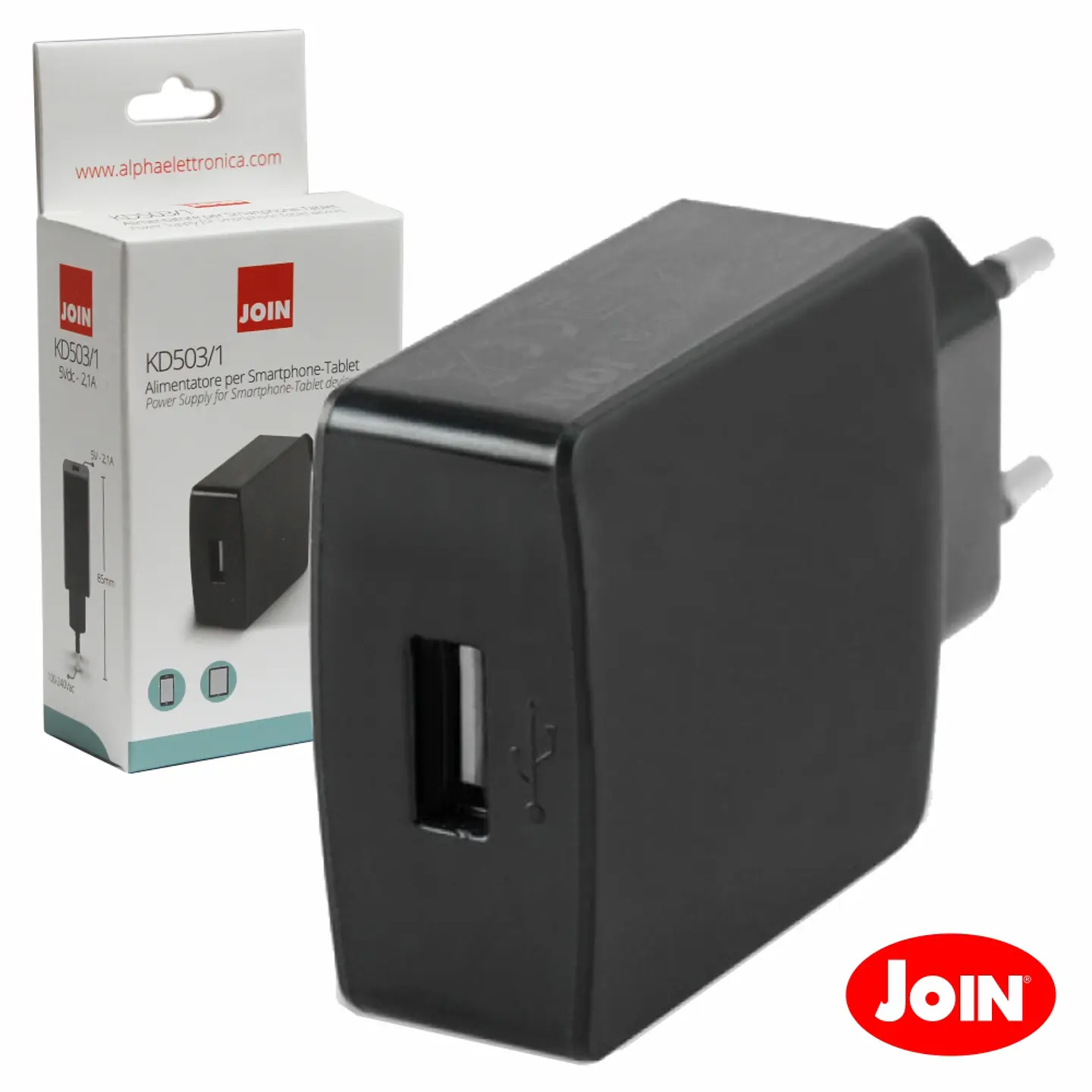 ALIMENTADOR COMPACTO COMUTADO 1 USB 5V 2.1A PRETO JOIN 1