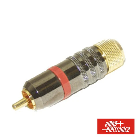 FICHA RCA MACHO POLARIZADO/AUTOSTRING DOURADO-VERMELHO