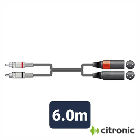 Cabo 2-RCA Macho / 2-XLR 3P Macho 6m CITRONIC