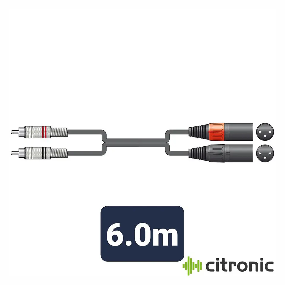 Cabo 2-RCA Macho / 2-XLR 3P Macho 6m CITRONIC 1