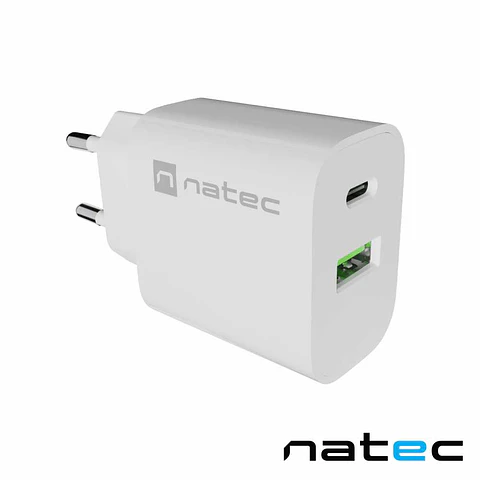 Alimentador RIBERA 1X USB-A + 1X USB-C 20W Branco