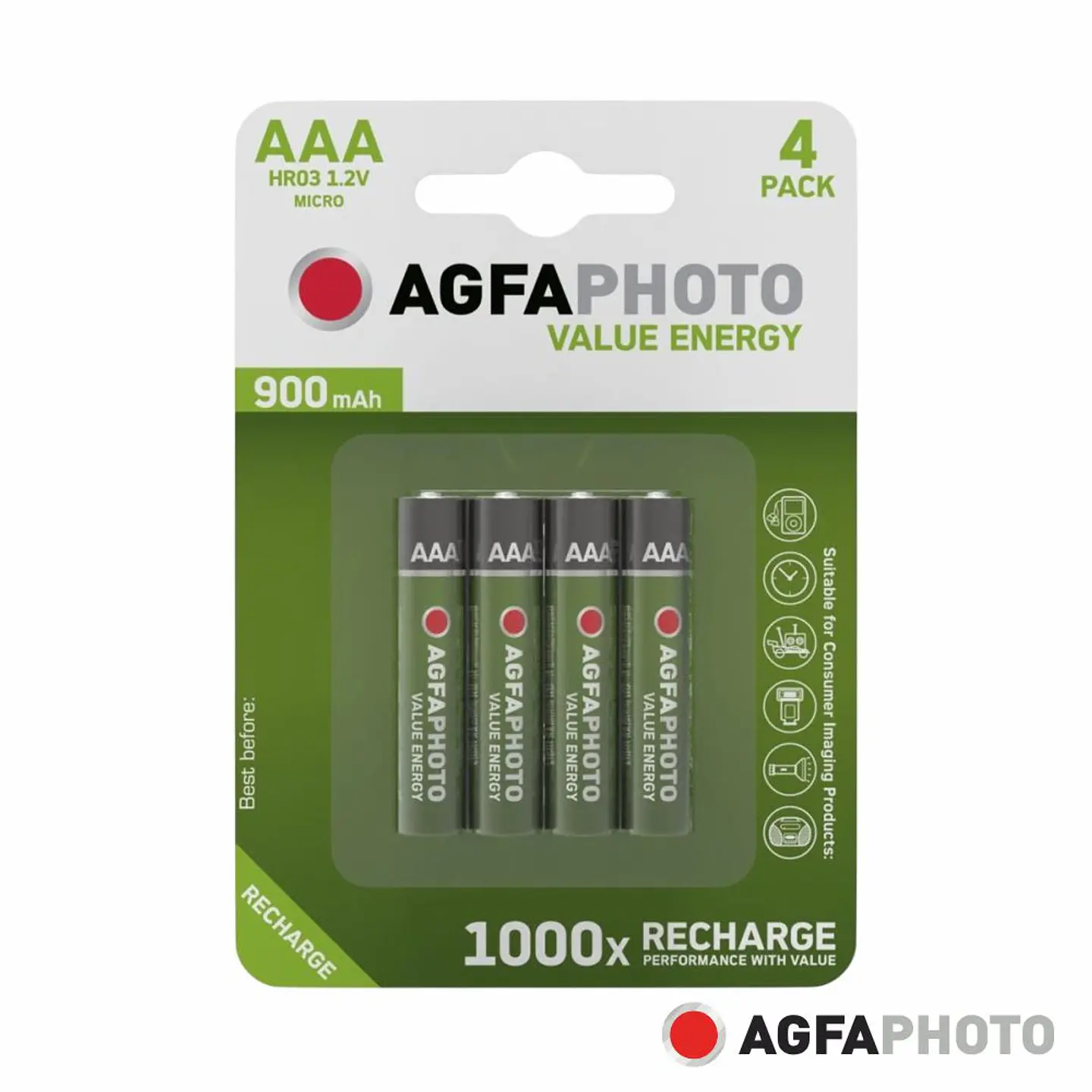 Pilha Recarregável AAA 1.2V 900mAh 4x Blister AGFAPHOTO 1