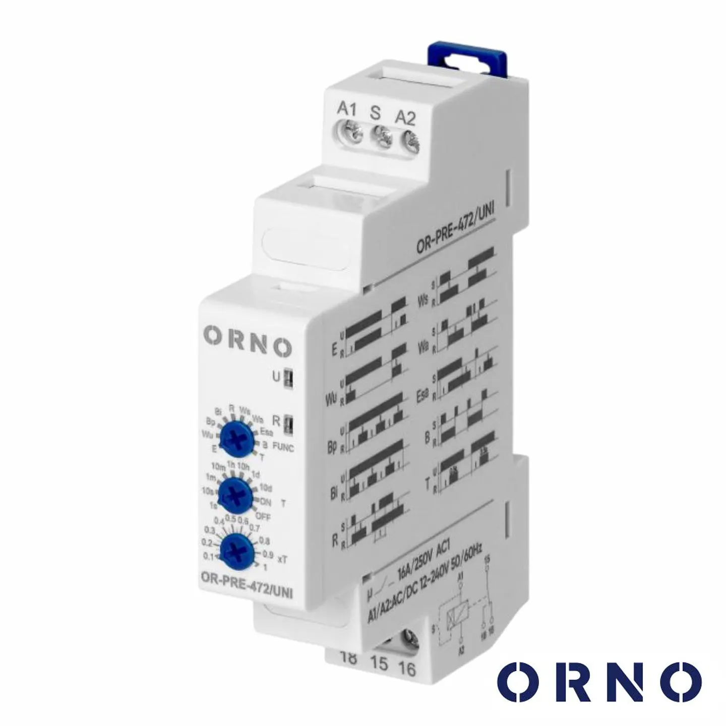 Temporizador Analógico C/ 10 Funções P/ Calha DIN IP20 ORNO 1