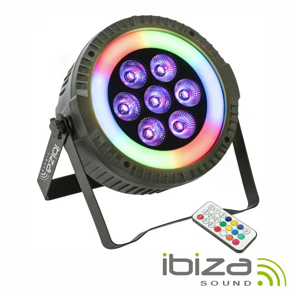Projetor Par C/ 7 LEDS 6W RGBW 1 Anel LED DMX IBIZA 1