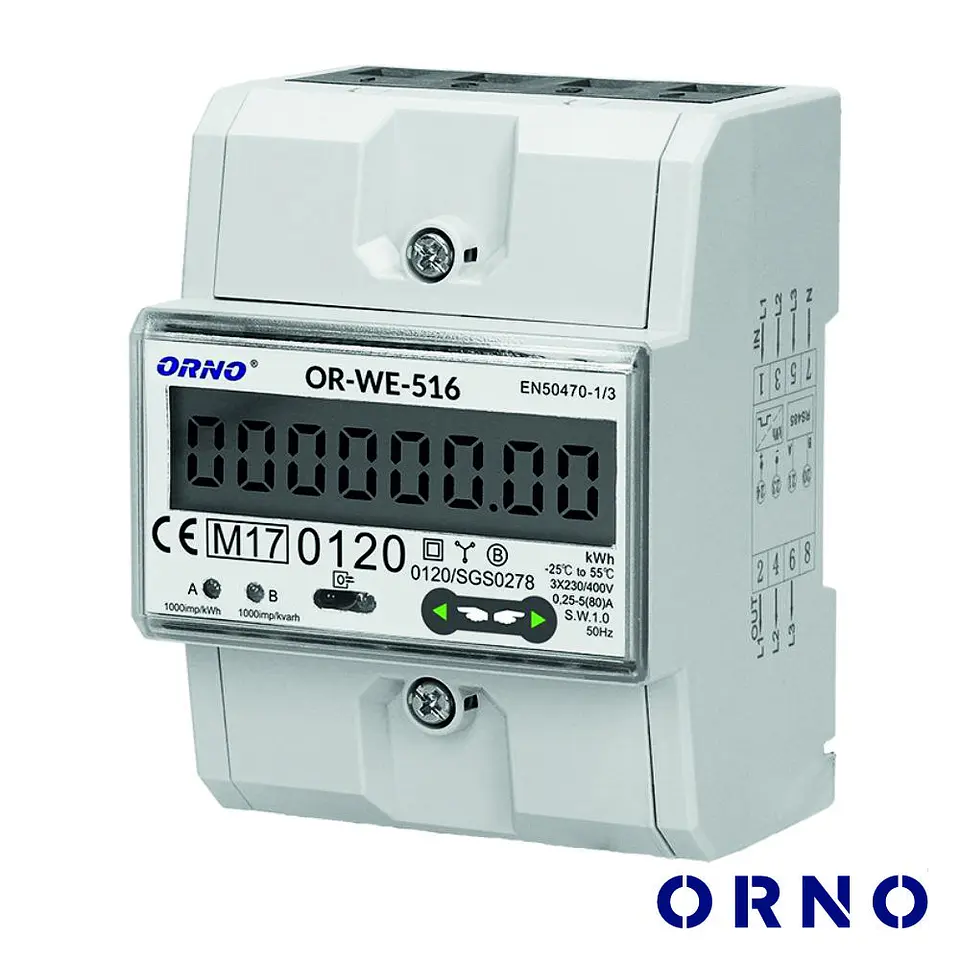 Contador de Energia 230V/80A RS485 4.5 Módulos P/ Calha Din 1