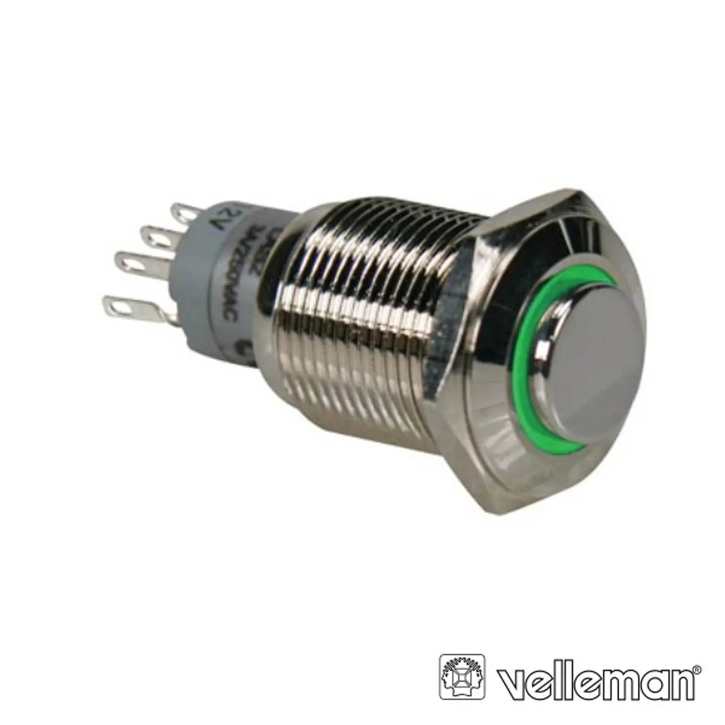 INTERRUPTOR REDONDO ALTO DE METAL SPDT 1NA 1NC ANEL VERDE 1