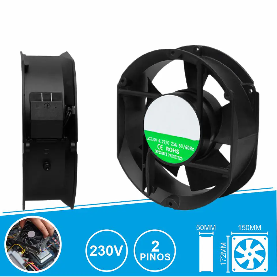 Ventoinha 230V 172x150x50mm 2 Pinos 1