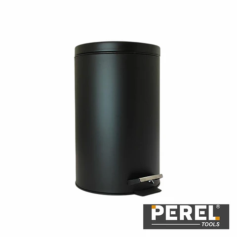 Caixote De Lixo com Pedal Em Metal Preto Mate 14L PEREL