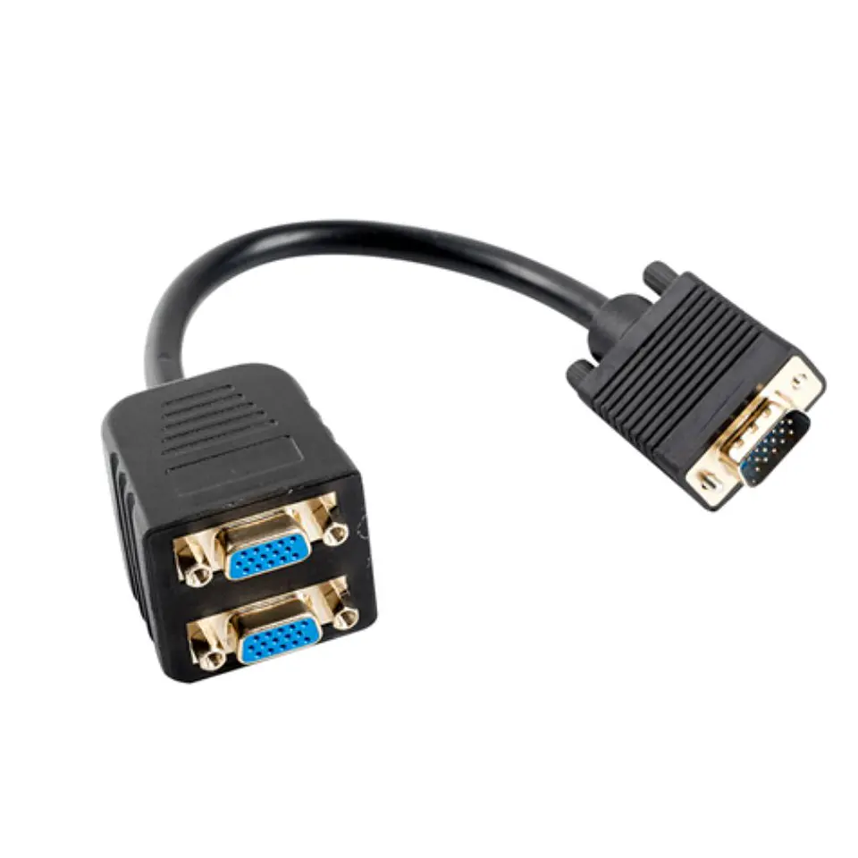 Cabo VGA VGA Macho - 2x VGA Fêmea 0,2 m Preto NEDIS 1