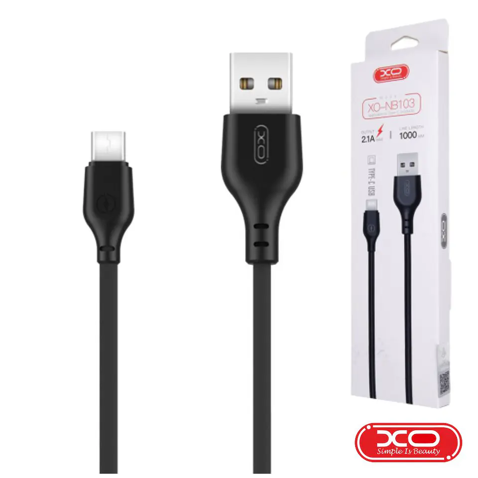 Cabo USB-A 2.0 Macho / USB-C 2.1A 1M Preto XO 1