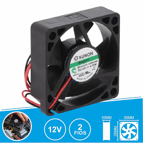 Ventoinha 12VDC 35x35x10mm 2 Fios MF35101V1-1000U-A99 SUNON