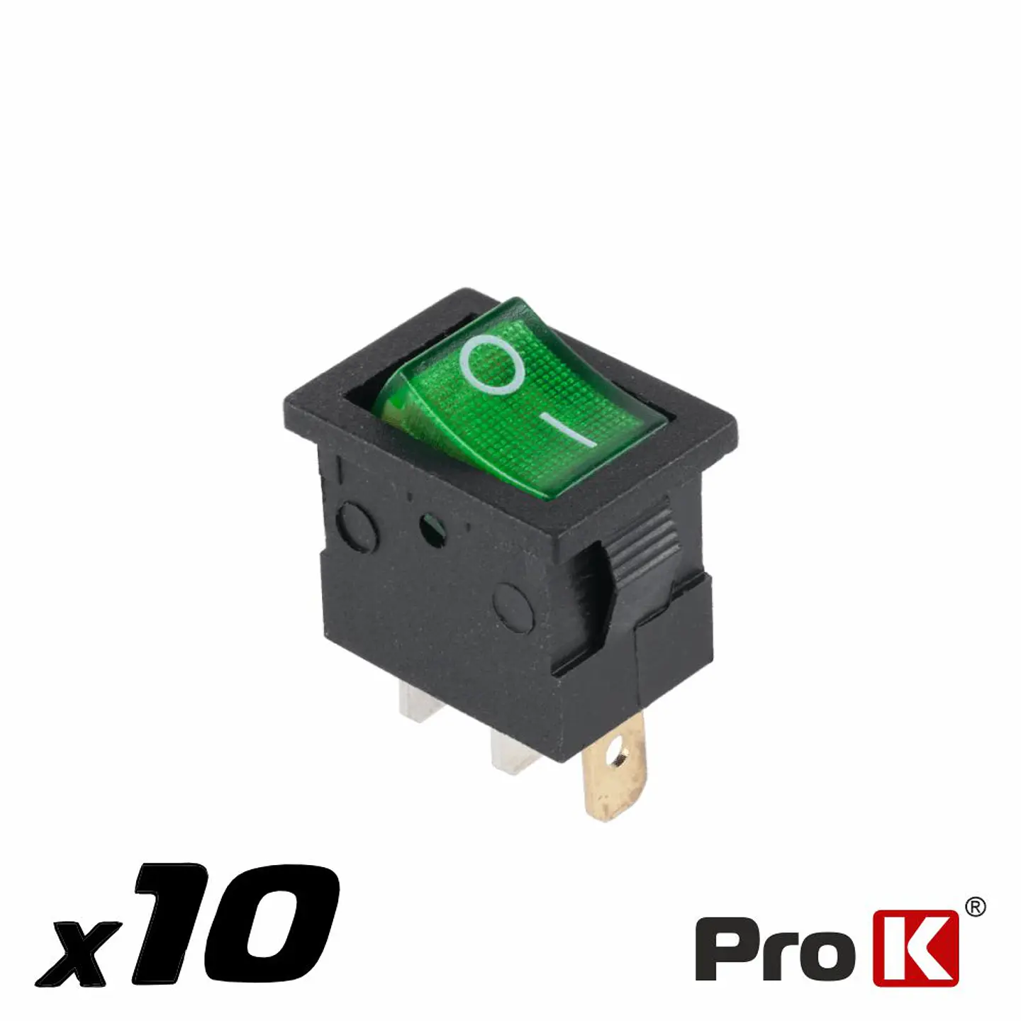 Interruptor Basculante 20A-12V SPST ON-OFF 10x Verde PROK 1