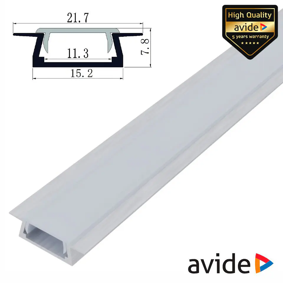 Perfil De Alumínio C/ Abas P/ Fita LED 2m AVIDE 1