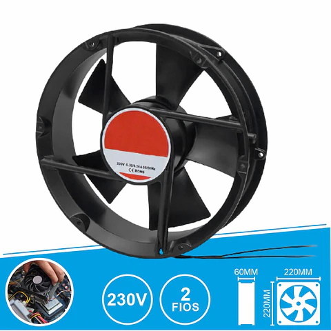 Ventoinha 230V 220x220x60mm 2 Fios