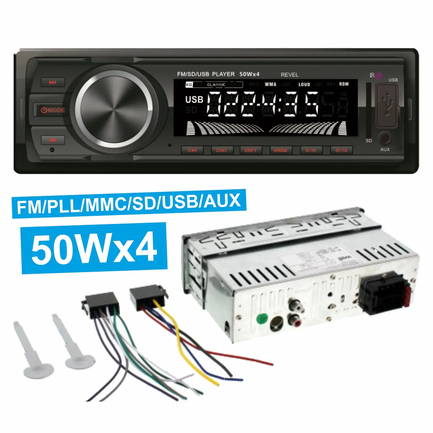 AUTO-RÁDIO MP3 WMA 50Wx4 C/ FM/PLL/MMC/SD/USB 1