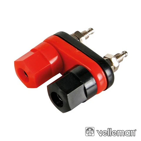 BORNE DUPLO VERMELHO/PRETO CONECTORES DOURADOS