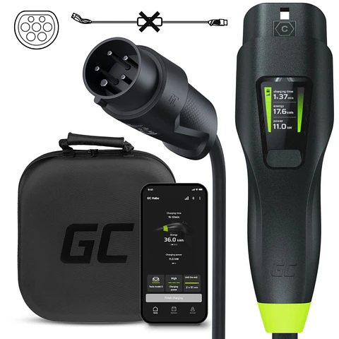 Carregador Portátil P/ EV 11kW Tipo 2 7m GREEN CELL