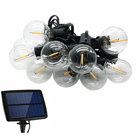 Corrente de Iluminação 5.5m C/ 10 Lâmpadas E Painel Solar