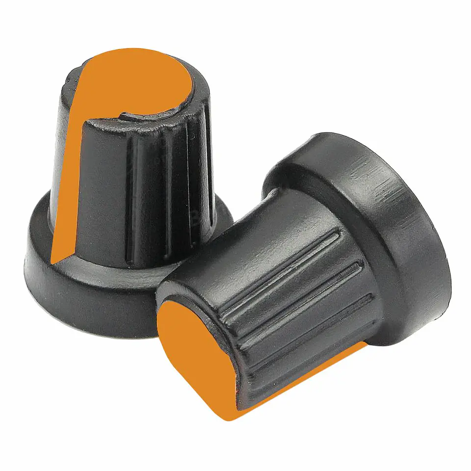 Botão P/ Potenciometro Preto C/ Linha Laranja 15x17MM 1