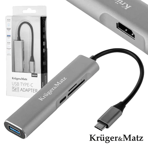 HUB USB-C C/ USB3.0 HDMI E LEITOR DE CARTÕES KRUGER MATZ