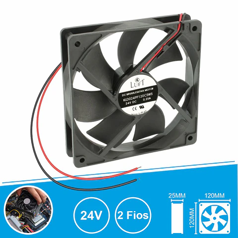 Ventoinha 24V 120x120x25mm 2 Fios KLD024PP120CSWS LUFT