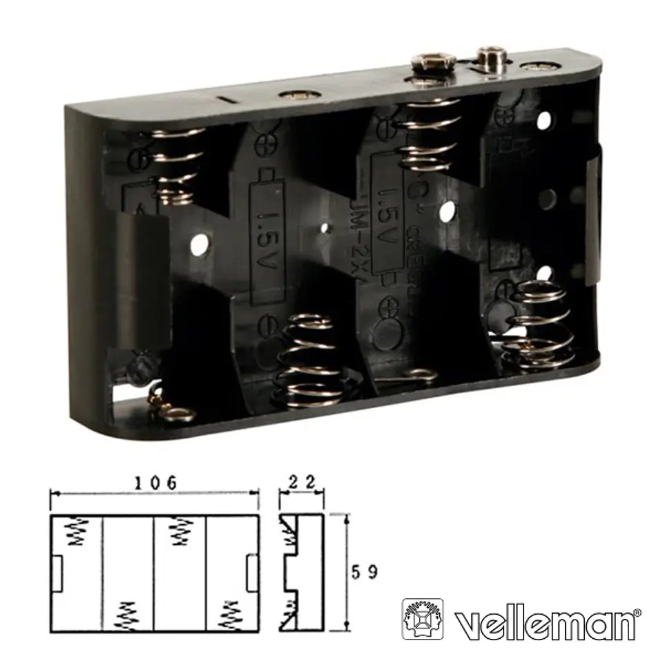 SUPORTE P/ 4 PILHAS C C/ TERMINAIS SNAP VELLEMAN 1