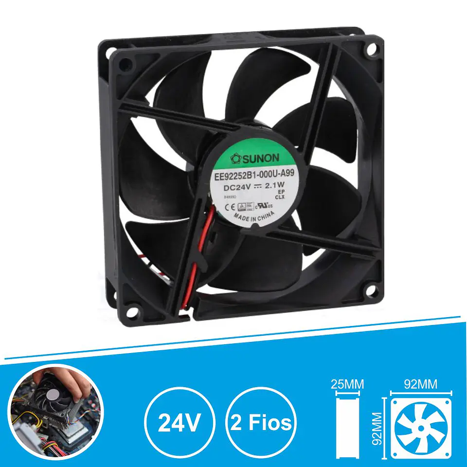 VENTOINHA 24V 92x92x25MM 2 FIOS SUNON 1