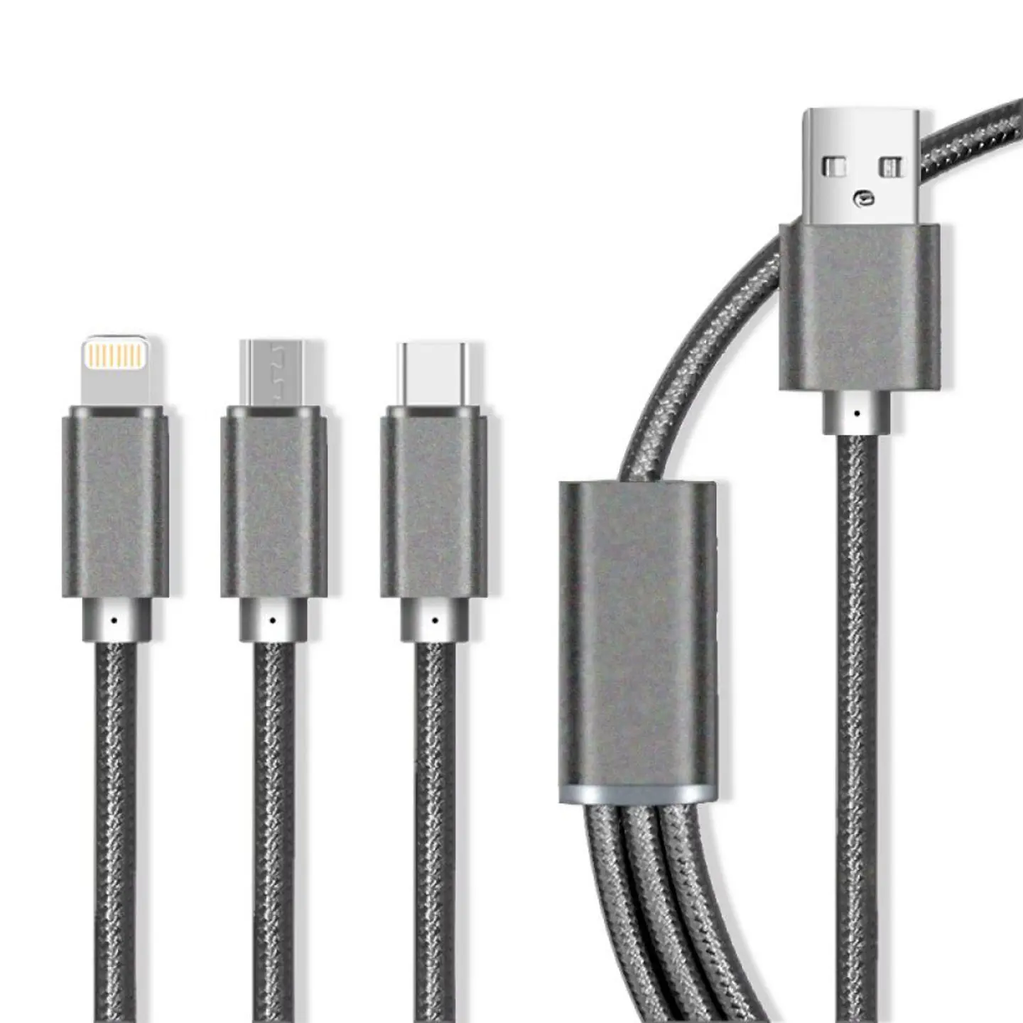 Cabo USB-A 2.0 / Micro USB-B Iphone 8P USB-C Cinzento 1