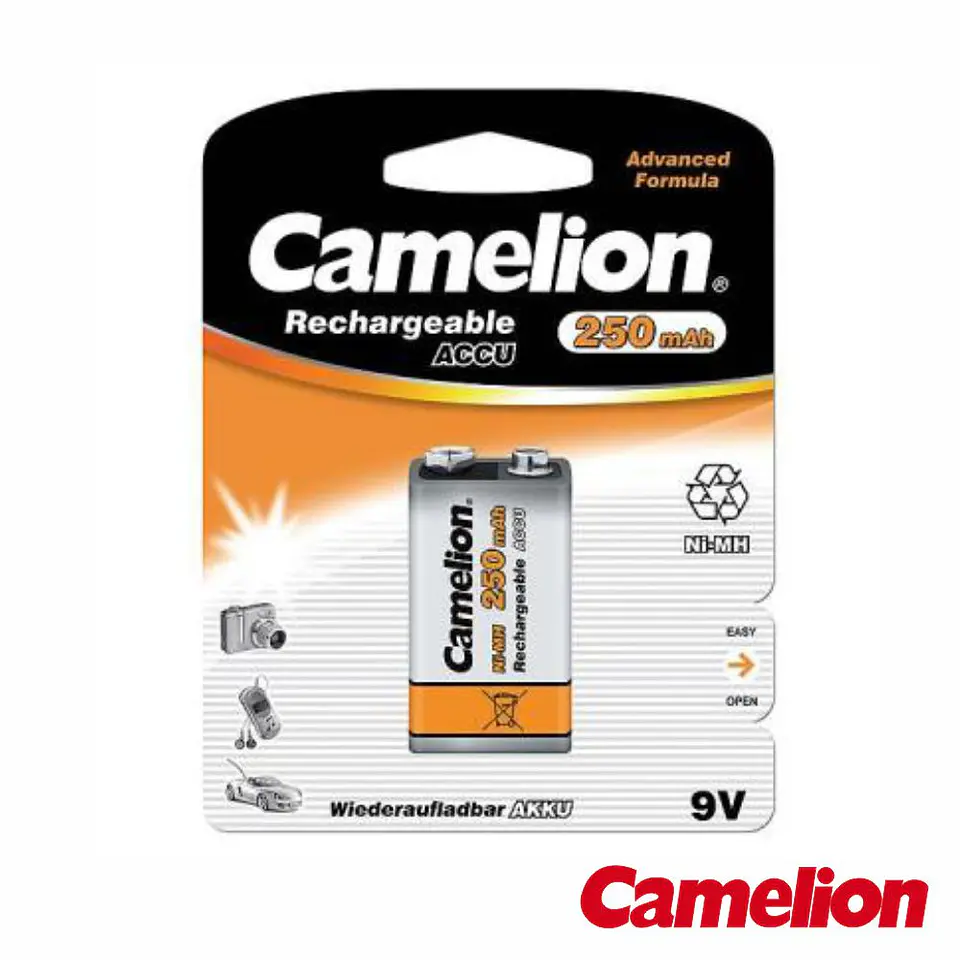 Pilha Recarregável Ni-Mh 6HR61/HR6F22 9V 250mA CAMELION 1