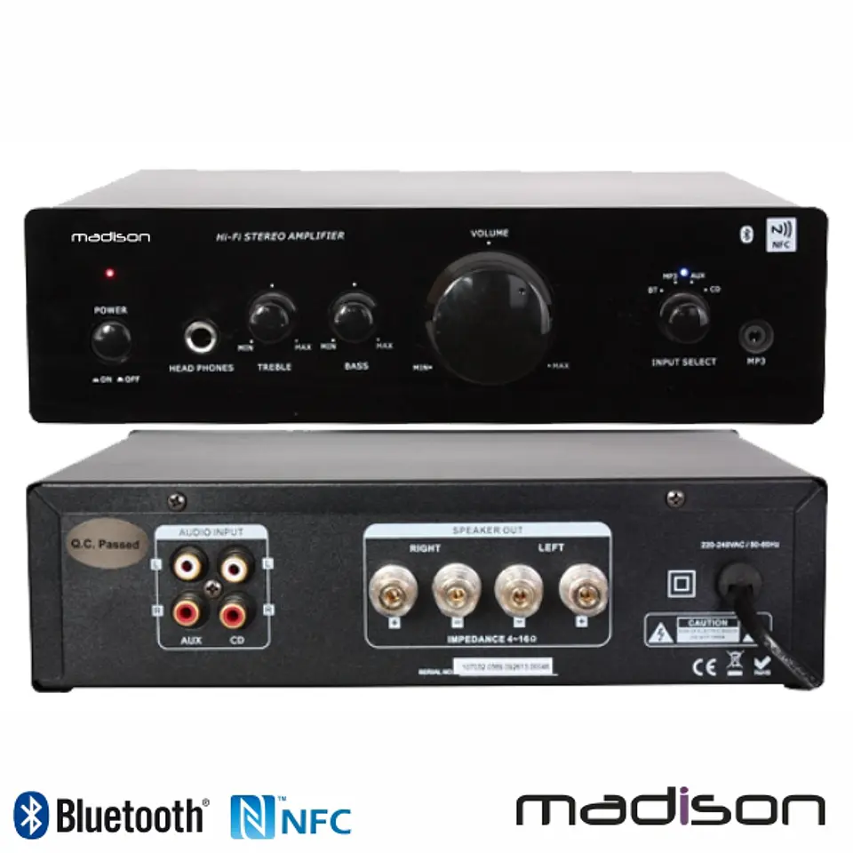 AMPLIFICADOR STEREO HIFI 2X50W NFC/BT MADISON 1