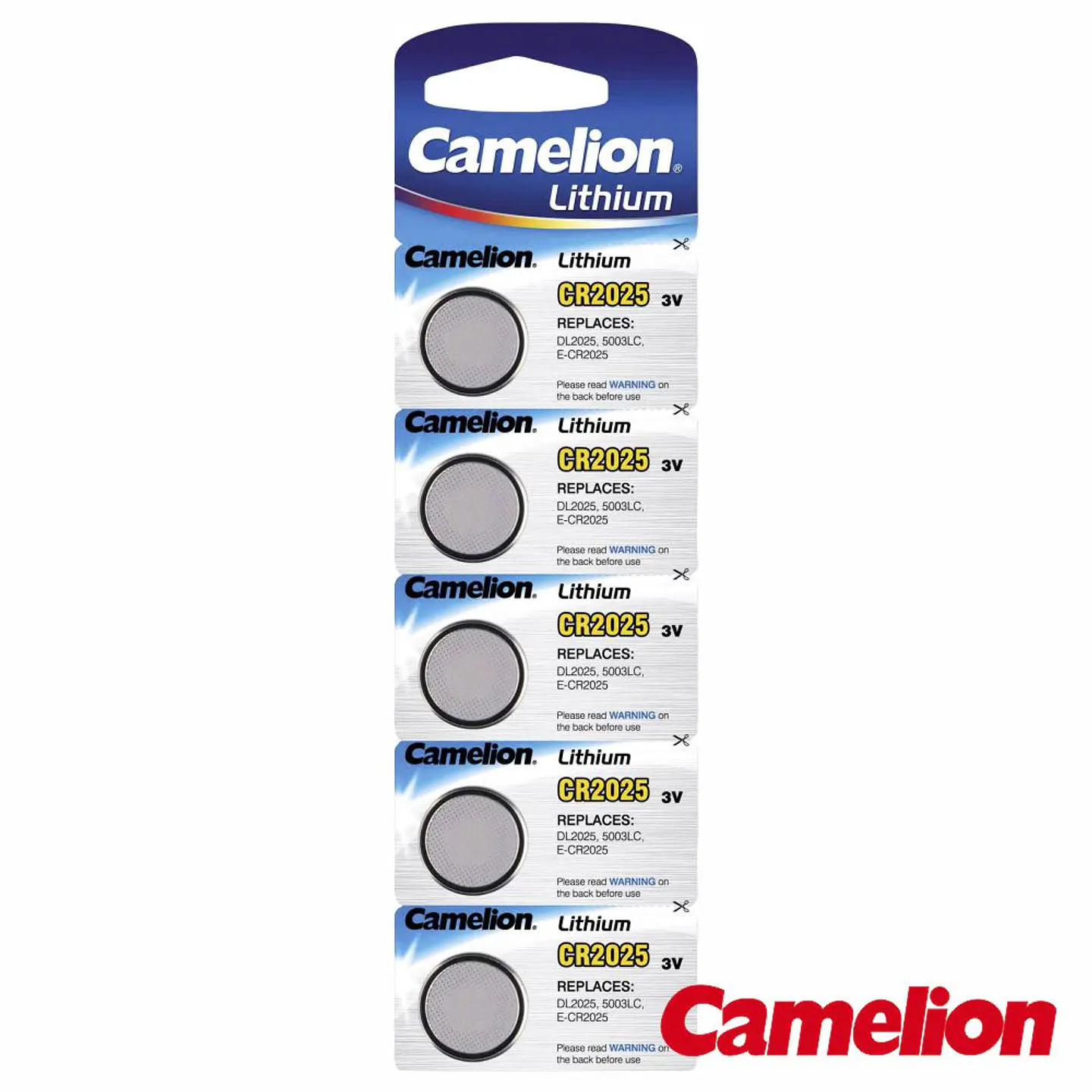 Pilha Lítio Botão CR2025 3V 150mA 5x Blister CAMELION 1