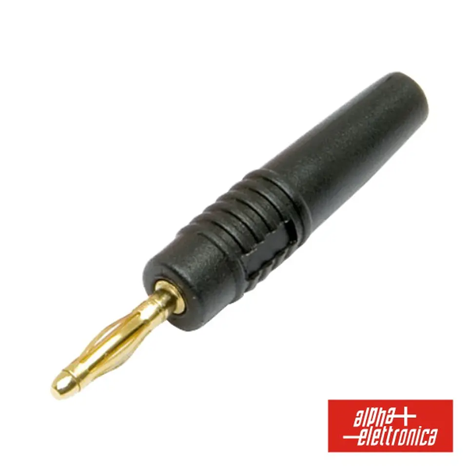 FICHA BANANA 2MM MACHO PRETO DOURADA 1