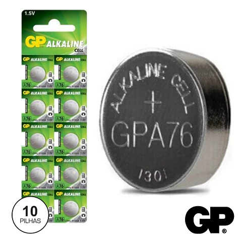 PILHA BOTÃO ALCALINA LR44/AG13/V13GA/A76 1.5V 10X BLISTER GP