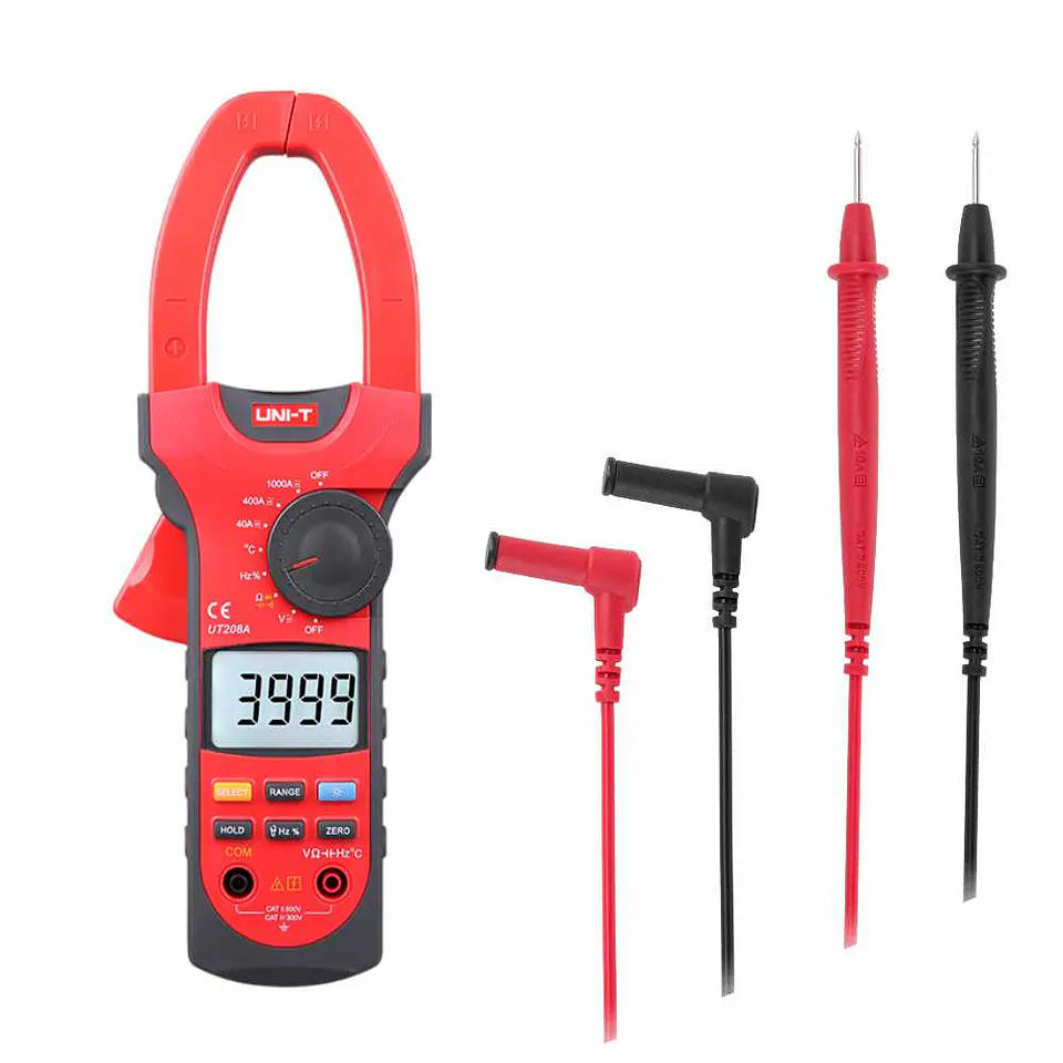 Pinça Amperimétrica Digital 1000A 600V 66MOhm Cap. UNI-T 1