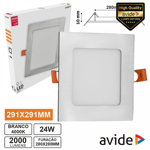 Painel LEDS Quadrado 24W 291mm 4000K 2000lm AVIDE
